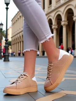 Bieganie, Ćwiczenia I Trening^Royalfashion Damskie materiałowe buty sportowe Esellaf jasny brązowy