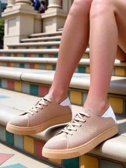 Bieganie, Ćwiczenia I Trening^Royalfashion Damskie materiałowe buty sportowe Esellaf jasny brązowy