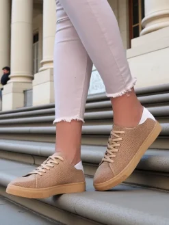 Bieganie, Ćwiczenia I Trening^Royalfashion Damskie materiałowe buty sportowe Esellaf jasny brązowy