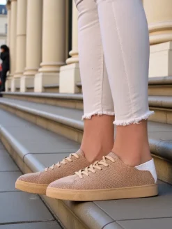 Bieganie, Ćwiczenia I Trening^Royalfashion Damskie materiałowe buty sportowe Esellaf jasny brązowy