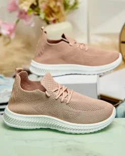 Bieganie, Ćwiczenia I Trening^Royalfashion Damskie materiałowe buty sportowe Vobullo różowy