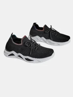 Bieganie, Ćwiczenia I Trening^Royalfashion Damskie materiałowe buty sportowe Rinsel czarny