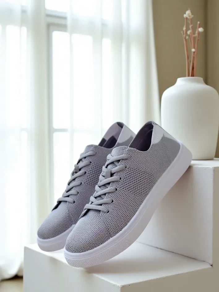 Bieganie, Ćwiczenia I Trening^Royalfashion Damskie materiałowe buty sportowe Esellaf Jasny szary