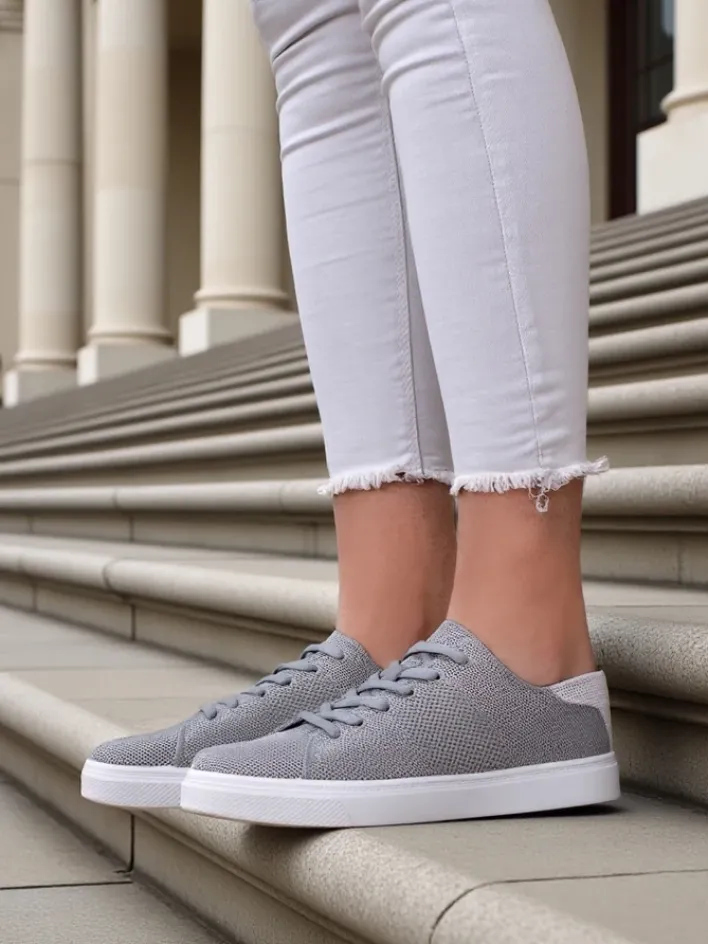 Bieganie, Ćwiczenia I Trening^Royalfashion Damskie materiałowe buty sportowe Esellaf Jasny szary