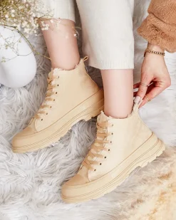 Trampki|Ocieplane^Royalfashion Damskie ocieplane buty sportowe a'la trampki Benvilo beżowy