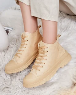 Trampki|Ocieplane^Royalfashion Damskie ocieplane buty sportowe a'la trampki Benvilo beżowy