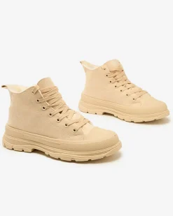 Trampki|Ocieplane^Royalfashion Damskie ocieplane buty sportowe a'la trampki Benvilo beżowy