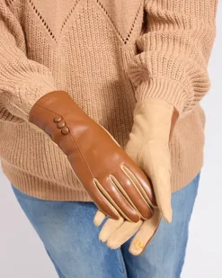 Rękawiczki^Royalfashion Damskie ocieplane rękawiczki jasny brązowy