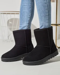 Śniegowce^Royalfashion Damskie ocieplane eko-zamszowe buty a'la śniegowce w m kolorze Xetik czarny