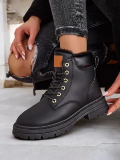 Trapery|Botki Z Delikatnym Ociepleniem^Royalfashion Damskie ocieplane botki typu trapery Radoras czarny