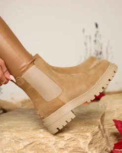 Botki Z Delikatnym Ociepleniem|Botki Na Płaskim Obcasie^Royalfashion Damskie ocieplane botki w kolorze Comfy Walk Camel