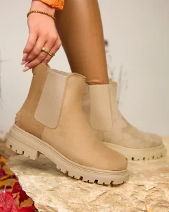 Botki Z Delikatnym Ociepleniem|Botki Na Płaskim Obcasie^Royalfashion Damskie ocieplane botki w kolorze Comfy Walk Camel