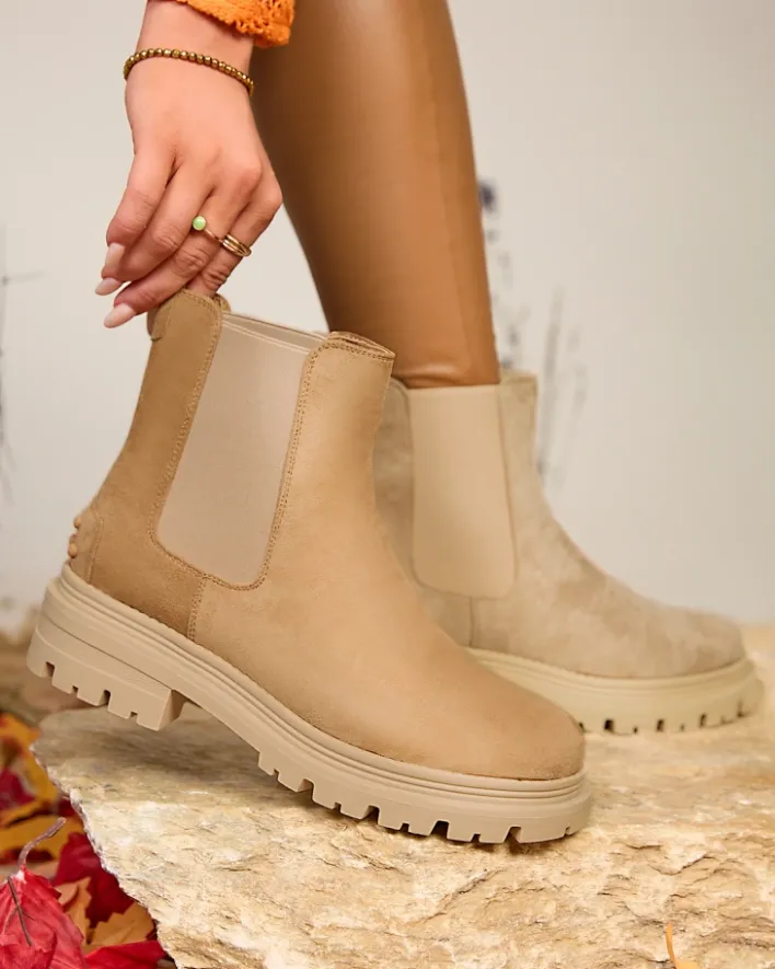 Botki Z Delikatnym Ociepleniem|Botki Na Płaskim Obcasie^Royalfashion Damskie ocieplane botki w kolorze Comfy Walk Camel