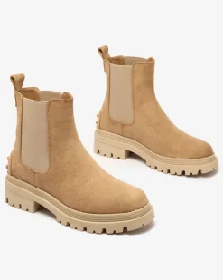 Botki Z Delikatnym Ociepleniem|Botki Na Płaskim Obcasie^Royalfashion Damskie ocieplane botki w kolorze Comfy Walk Camel