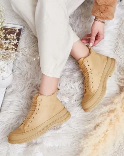 Trampki|Ocieplane^Royalfashion Damskie ocieplane buty sportowe a'la trampki Benvilo khaki