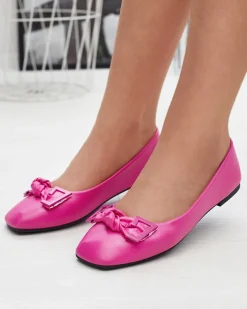Baleriny Klasyczne^Royalfashion Damskie różowe baleriny z ozdobą na nosku Caxien różowy
