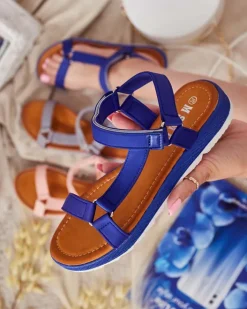 Sandały Na Koturnie^Royalfashion Damskie sandały na ozdobnej podeszwie Lovin Ecru