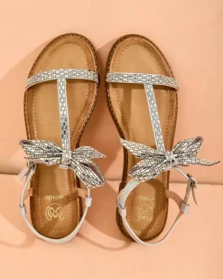 Sandały Płaskie^Royalfashion Damskie sandałki Mian srebrny