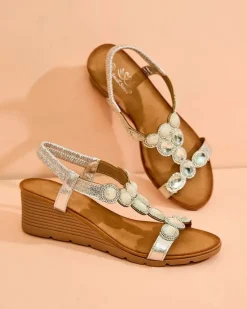 Sandały Na Koturnie^Royalfashion Damskie sandały z cyrkoniami Obrina srebrny