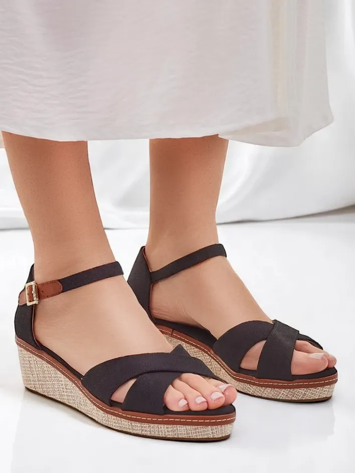 Sandały Na Koturnie^Royalfashion Damskie sandały na koturnie bez palca Terrific czarny