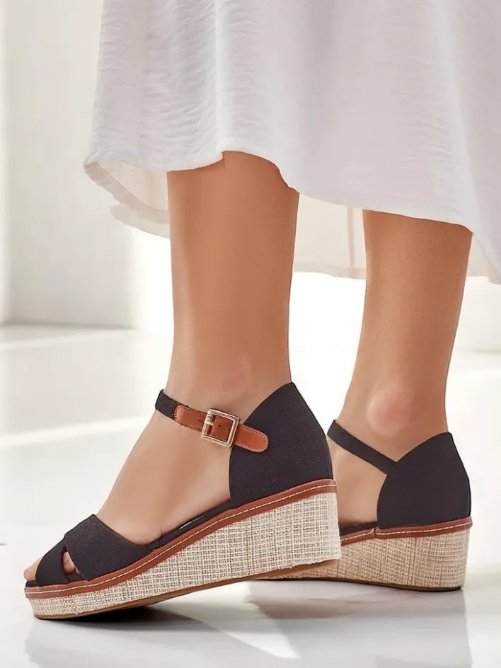 Sandały Na Koturnie^Royalfashion Damskie sandały na koturnie bez palca Terrific czarny