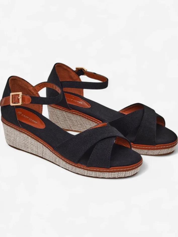 Sandały Na Koturnie^Royalfashion Damskie sandały na koturnie bez palca Terrific czarny