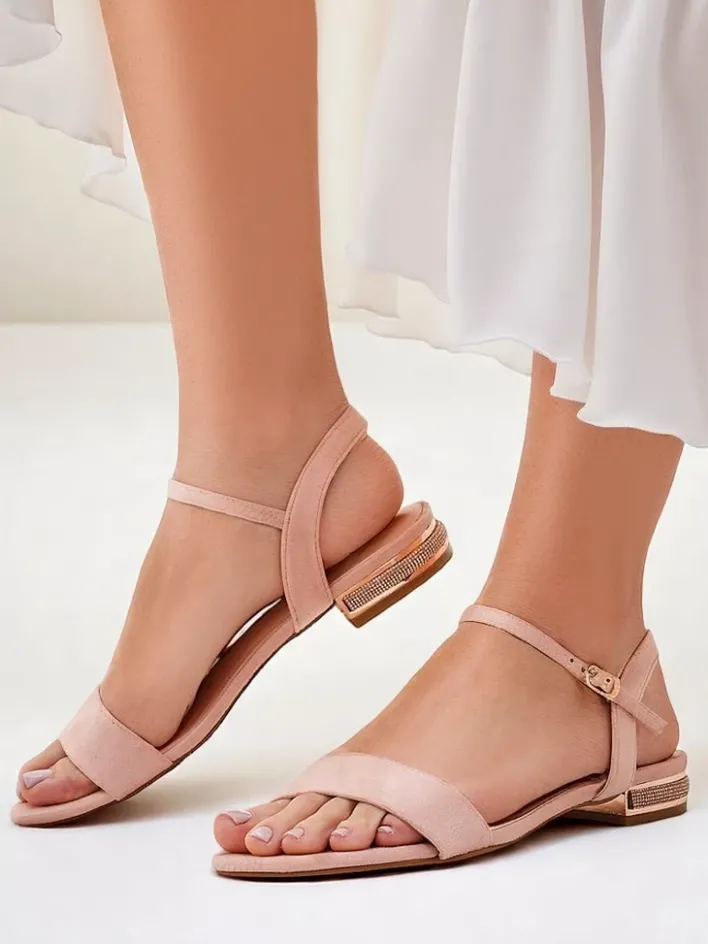 Ugc|Sandały Płaskie^Royalfashion Damskie sandały na płaskiej podeszwie Aronies różowy