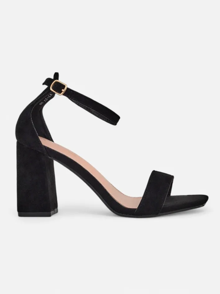 Buty Na Wielkie Wyjście|Sandały Na Słupku^Royalfashion Damskie sandały eko zamszowe Qwadrat czarny