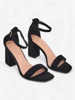 Buty Na Wielkie Wyjście|Sandały Na Słupku^Royalfashion Damskie sandały eko zamszowe Qwadrat czarny