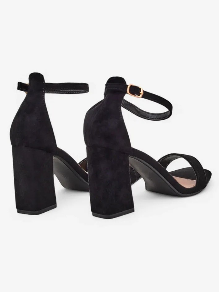 Buty Na Wielkie Wyjście|Sandały Na Słupku^Royalfashion Damskie sandały eko zamszowe Qwadrat czarny