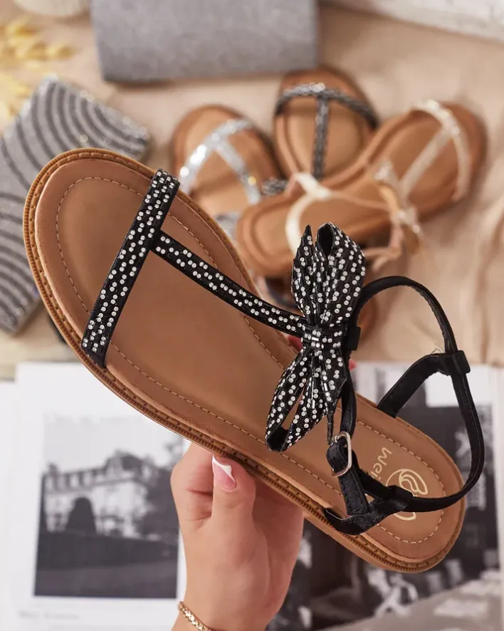 Sandały Płaskie^Royalfashion Damskie sandałki Mian czarny