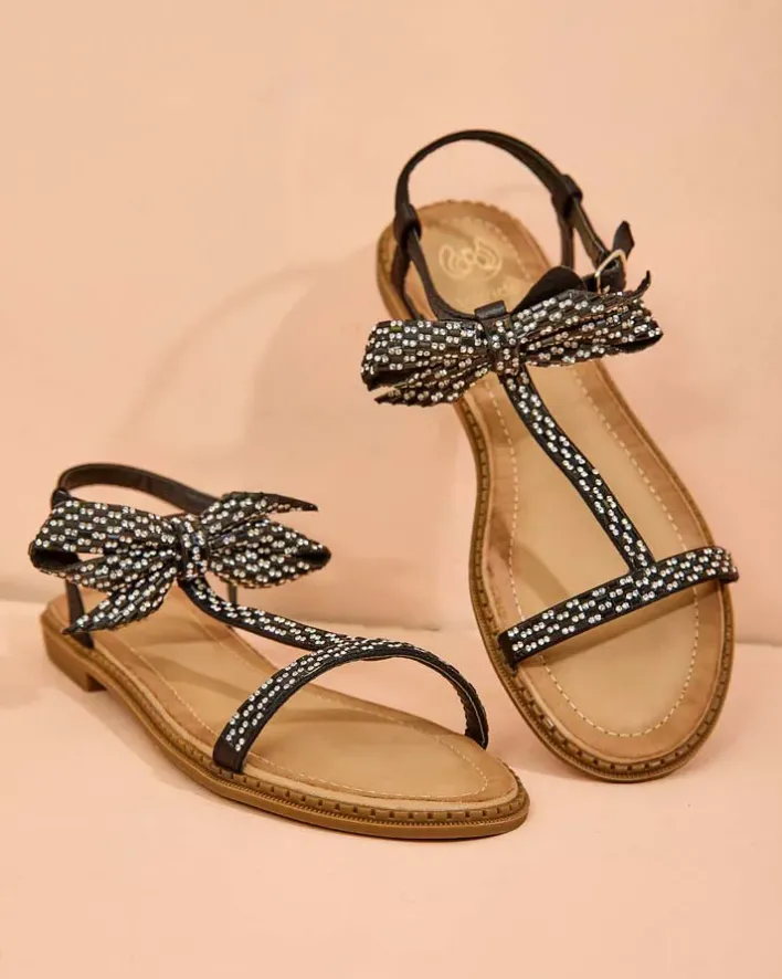 Sandały Płaskie^Royalfashion Damskie sandałki Mian czarny