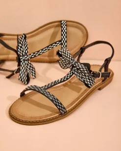 Sandały Płaskie^Royalfashion Damskie sandałki Mian czarny