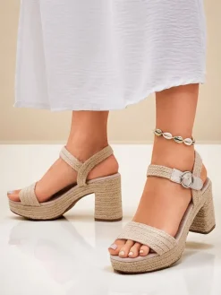 Sandały Na Słupku^Royalfashion Damskie sandały ze sznurka jutowego Alabamma