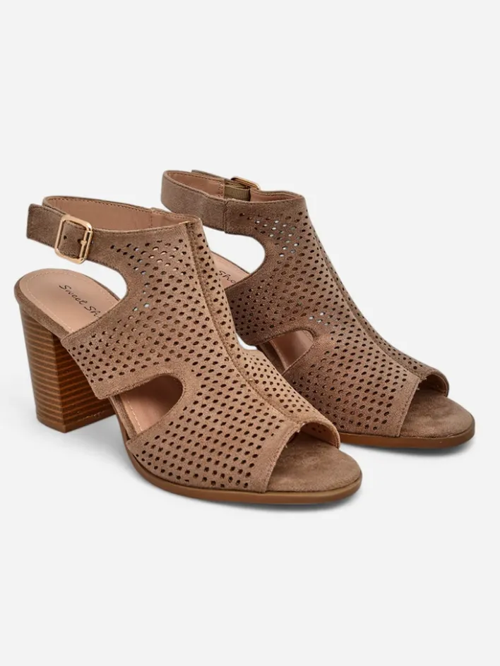 Buty Na Wielkie Wyjście|Sandały Na Słupku^Royalfashion Damskie sandały na słupku ażurowe Abetle jasny brązowy