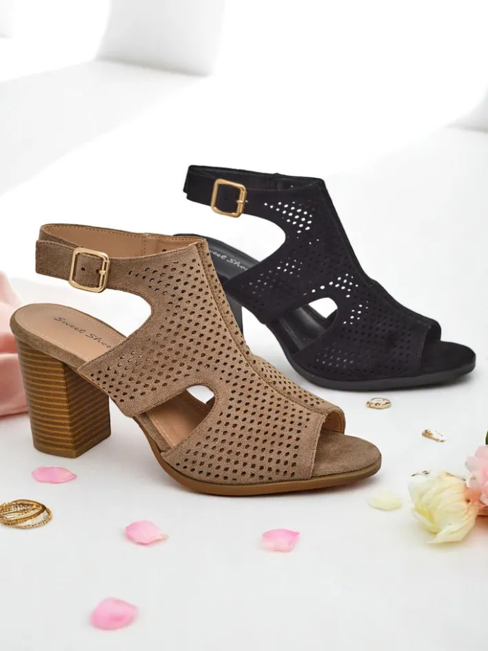 Buty Na Wielkie Wyjście|Sandały Na Słupku^Royalfashion Damskie sandały na słupku ażurowe Abetle jasny brązowy