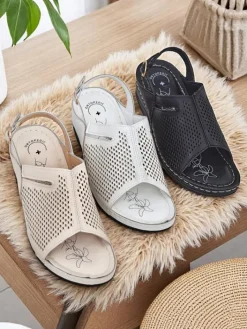 Sandały Na Koturnie^Royalfashion Damskie sandały na niskim koturnie Mira biały