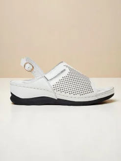 Sandały Na Koturnie^Royalfashion Damskie sandały na niskim koturnie Mira biały