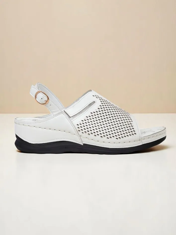 Sandały Na Koturnie^Royalfashion Damskie sandały na niskim koturnie Mira biały