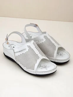 Sandały Na Koturnie^Royalfashion Damskie sandały na niskim koturnie Mira biały