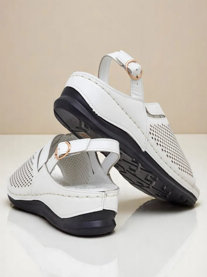 Sandały Na Koturnie^Royalfashion Damskie sandały na niskim koturnie Mira biały