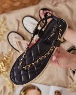 Sandały Płaskie^Royalfashion Damskie sandałki typu japonki Alidda czarny