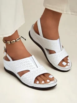 Sandały Na Koturnie^Royalfashion Damskie sandały na niskim koturnie Comfort Chic biały