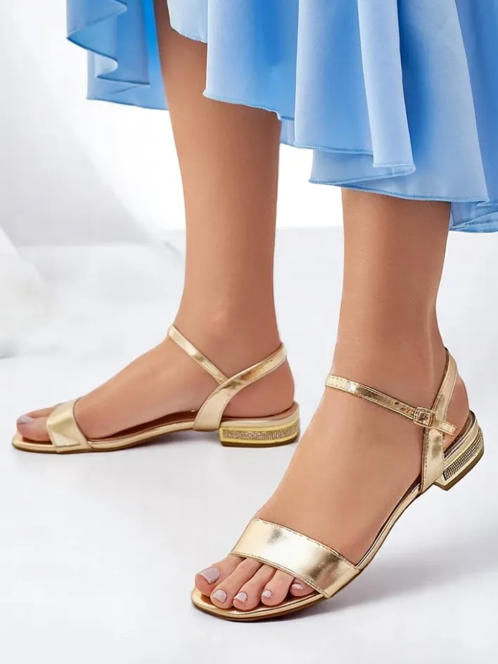Ugc|Sandały Płaskie^Royalfashion Damskie sandały na płaskiej podeszwie Aronies złoty