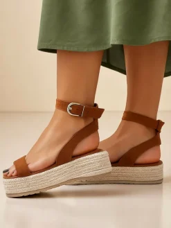 Sandały Na Koturnie^Royalfashion Damskie sandały na platformie Finna Camel