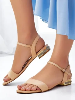 Ugc|Sandały Płaskie^Royalfashion Damskie sandały na płaskiej podeszwie Aronies beżowy