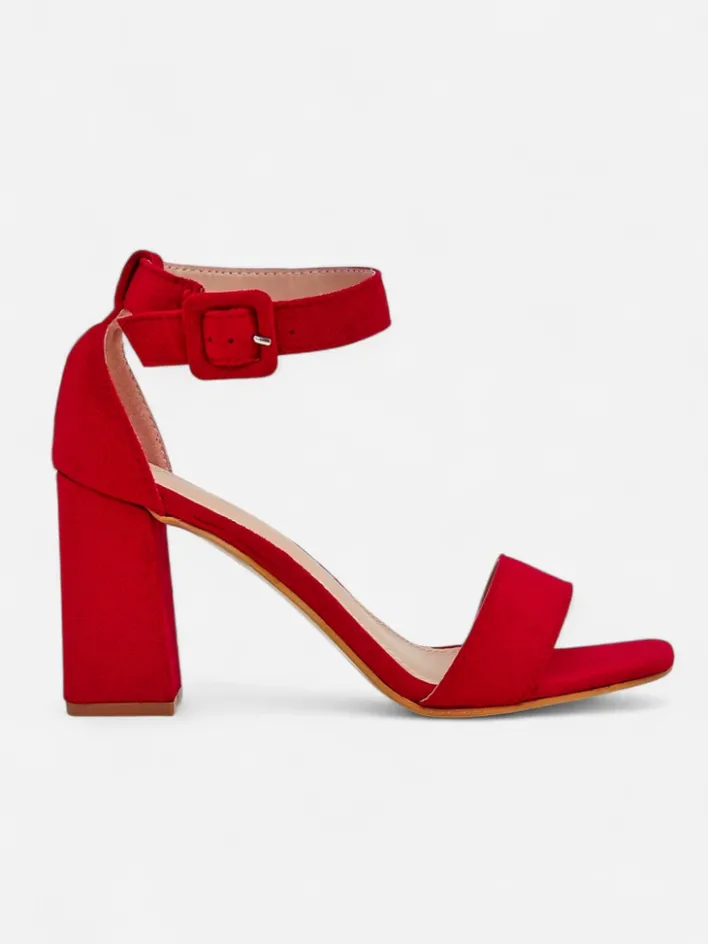 Buty Na Wielkie Wyjście|Sandały Na Słupku^Royalfashion Damskie sandały eko zamszowe Ardeni czerwony