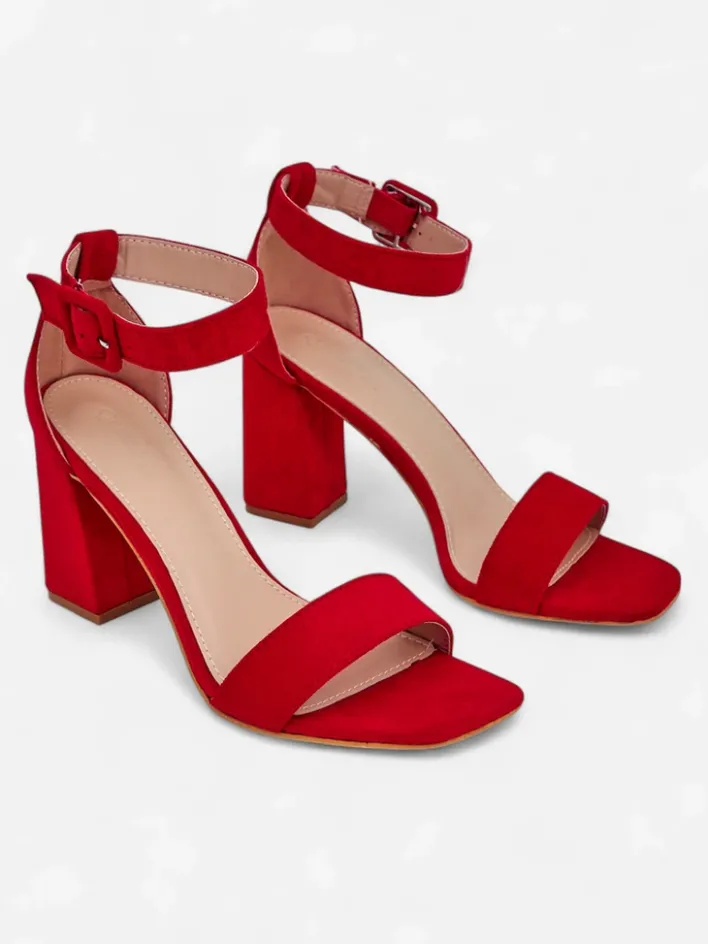 Buty Na Wielkie Wyjście|Sandały Na Słupku^Royalfashion Damskie sandały eko zamszowe Ardeni czerwony