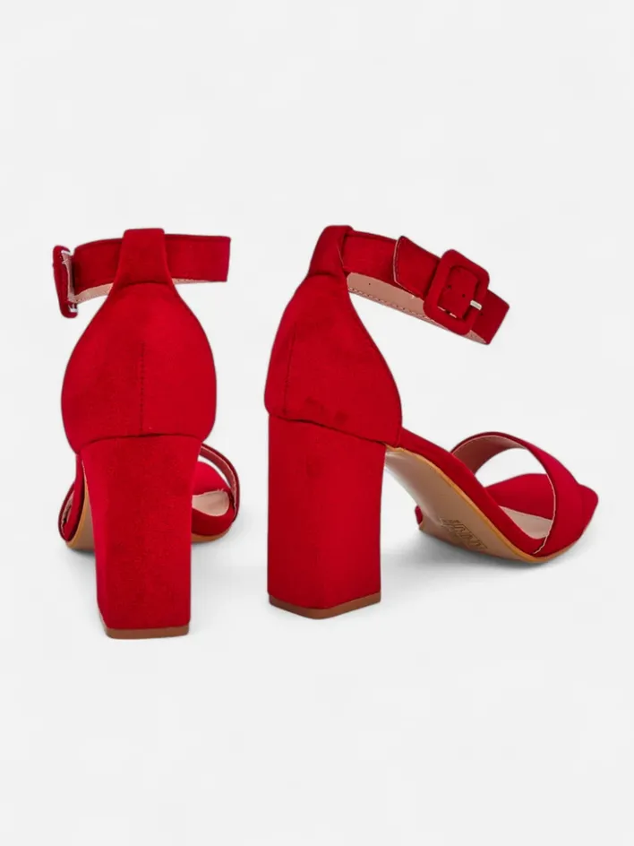 Buty Na Wielkie Wyjście|Sandały Na Słupku^Royalfashion Damskie sandały eko zamszowe Ardeni czerwony