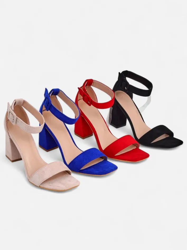 Buty Na Wielkie Wyjście|Sandały Na Słupku^Royalfashion Damskie sandały eko zamszowe Ardeni czerwony